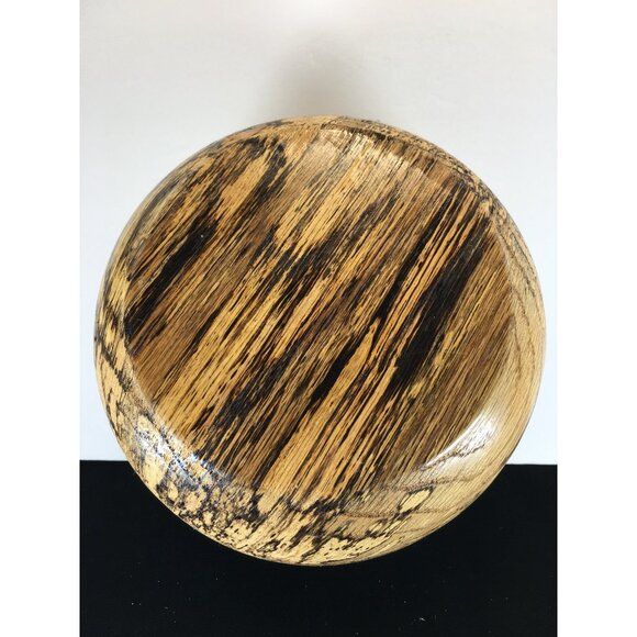 Vintage Wooden Spalted Oak Bowl Round Rustic Farmhouse Decor - Picture 8 of 8